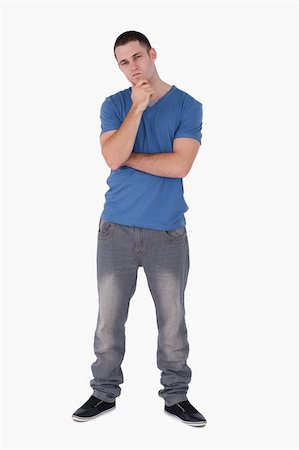 simsearch:6109-06007112,k - Portrait of a thoughtful young man against a white background Foto de stock - Super Valor sin royalties y Suscripción, Código: 400-05715233