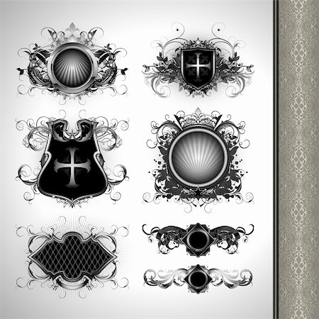 medieval heraldry shields, this illustration may be useful as designer work Stock Photo - Budget Royalty-Free & Subscription, Code: 400-05715693