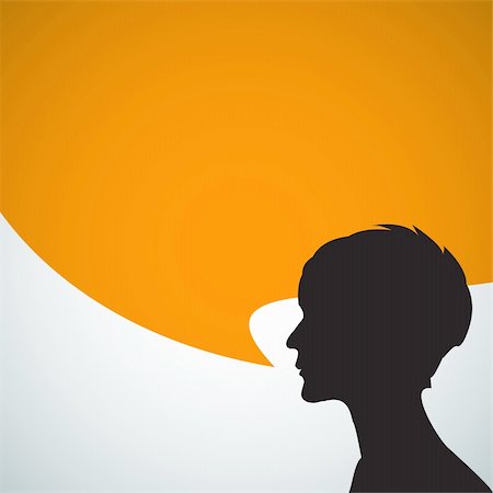 Abstract speaker silhouette with big orange bubble - place for your content Stock Photo - Budget Royalty-Free & Subscription, Code: 400-05715724