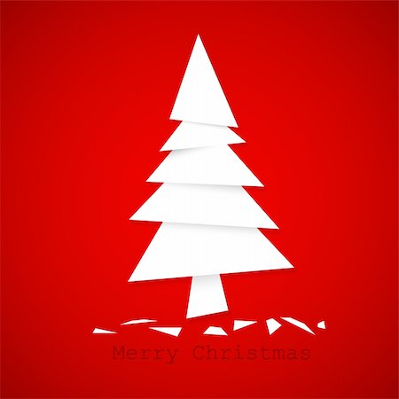 simsearch:400-05715740,k - Simple vector christmas tree made from pieces of white paper - original new year card Photographie de stock - Aubaine LD & Abonnement, Code: 400-05715733