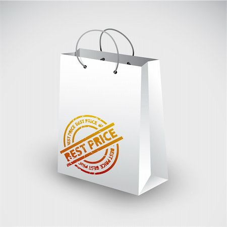 White shopping bag icon with best price stamp Stock Photo - Budget Royalty-Free & Subscription, Code: 400-05715744