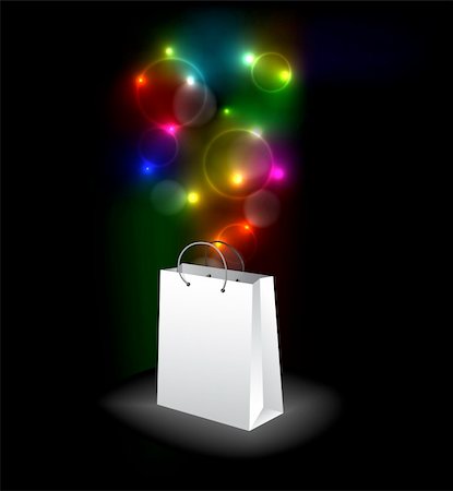 simsearch:400-04102288,k - Vector shopping bag with a surprise - colorful lights Stock Photo - Budget Royalty-Free & Subscription, Code: 400-05715743