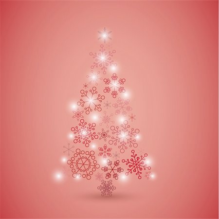 Christmas tree made from simple abstract red snowflakes Stock Photo - Budget Royalty-Free & Subscription, Code: 400-05715751