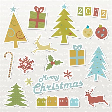 Christmas retro pop art elements Stockbilder - Microstock & Abonnement, Bildnummer: 400-05715753