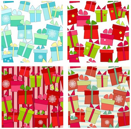 simsearch:400-06080917,k - Collection of vector seamless background with presents Stock Photo - Budget Royalty-Free & Subscription, Code: 400-05715812