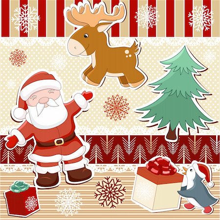 santa border - Collection of seamless patterns and elements for Christmas scrapbooking design Stock Photo - Budget Royalty-Free & Subscription, Code: 400-05715813