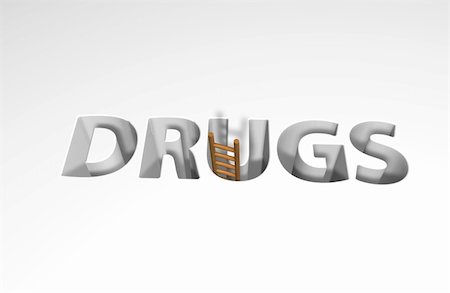 the word drugs and a ladder - 3d illustration Stock Photo - Budget Royalty-Free & Subscription, Code: 400-05715892