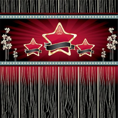 simsearch:400-04177200,k - three gold stars with ribbon on red background Stock Photo - Budget Royalty-Free & Subscription, Code: 400-05716161