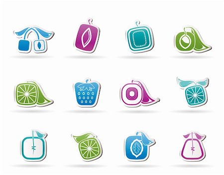 simsearch:400-05906235,k - Abstract square fruit icons - vector icon set Stock Photo - Budget Royalty-Free & Subscription, Code: 400-05716266