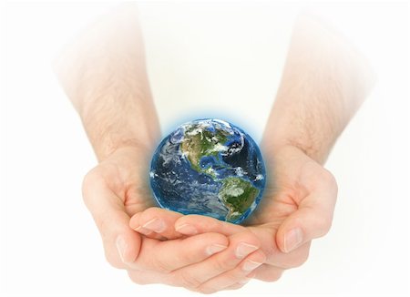 simsearch:400-04776028,k - Masculine hands holding the Earth against a white background Photographie de stock - Aubaine LD & Abonnement, Code: 400-05716347