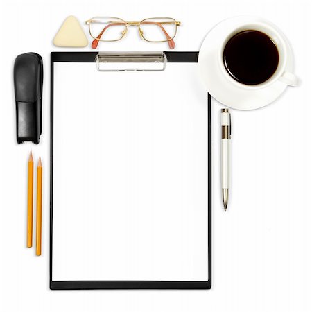 simsearch:400-04699017,k - abstract business background with office supply isolated on white Photographie de stock - Aubaine LD & Abonnement, Code: 400-05716613