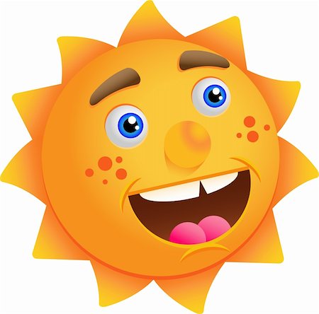 sun and fun cartoon - Funny cartoon sun isolated on a white background Stock Photo - Budget Royalty-Free & Subscription, Code: 400-05716634