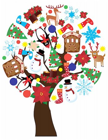 simsearch:400-05735543,k - Vector illustration of a new year tree Photographie de stock - Aubaine LD & Abonnement, Code: 400-05716662