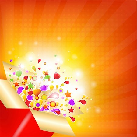 fun happy colorful background images - Colorful Gift Box With Sunburst, Vector Illustration Foto de stock - Super Valor sin royalties y Suscripción, Código: 400-05716676