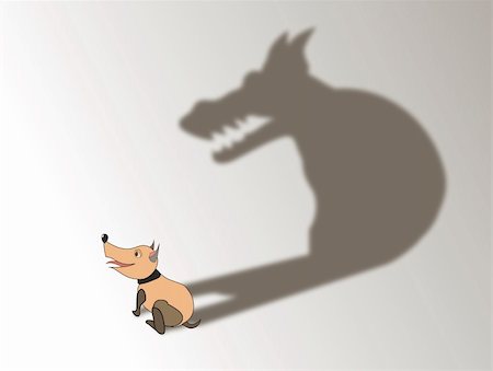 scared dog - a dog's shadow Stock Photo - Budget Royalty-Free & Subscription, Code: 400-05716730