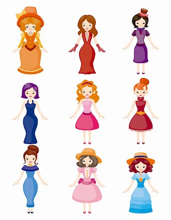 fairy tale characters how to draw - cartoon Medieval beautiful girls. Stock Photo - Budget Royalty-Free & Subscription, Code: 400-05716849