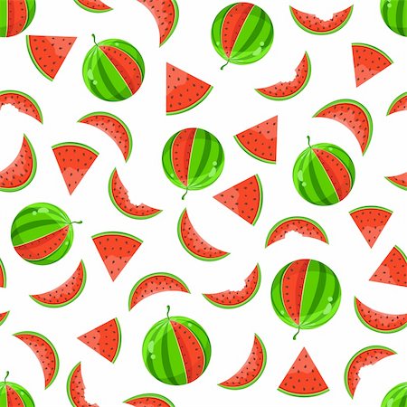 simsearch:400-08796295,k - Juicy Whole and Sliced Watermelon Seamless Pattern on White Background Fotografie stock - Microstock e Abbonamento, Codice: 400-05717203