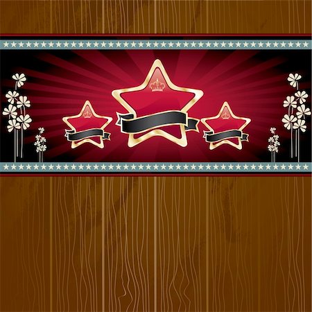 simsearch:400-08011361,k - three gold stars with ribbon on red background Foto de stock - Super Valor sin royalties y Suscripción, Código: 400-05717320