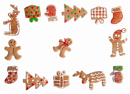 simsearch:400-05746007,k - Homemade Gingerbread cookies with different shapes isolated on white background Stockbilder - Microstock & Abonnement, Bildnummer: 400-05717537