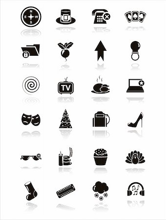 set of 21 black web icons Stock Photo - Budget Royalty-Free & Subscription, Code: 400-05717659