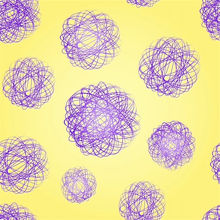 Seamless pattern with scribble balls on yellow background. Vector illustration Stock Photo - Budget Royalty-Free & Subscription, Code: 400-05717696