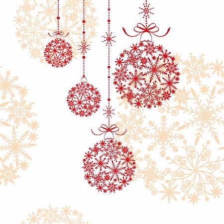 ribbon for greeting card - Christmas ornament ball on seamless pattern background Stock Photo - Budget Royalty-Free & Subscription, Code: 400-05717799