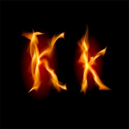 simsearch:610-02374119,k - Fiery font. Letter K. Illustration on black background Stock Photo - Budget Royalty-Free & Subscription, Code: 400-05717836