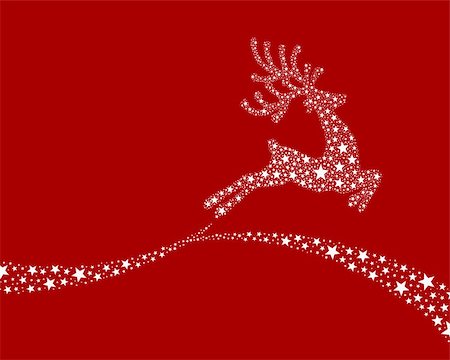 santa claus sleigh flying - reindeer white from stars flying on background Stock Photo - Budget Royalty-Free & Subscription, Code: 400-05717866