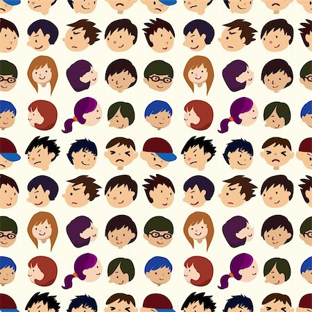 seamless young people face pattern Stock Photo - Budget Royalty-Free & Subscription, Code: 400-05717936