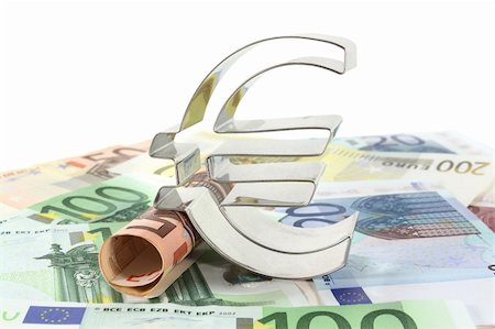 silencefoto (artist) - Euro notes and Euro symbol on a white background Stockbilder - Microstock & Abonnement, Bildnummer: 400-05718471