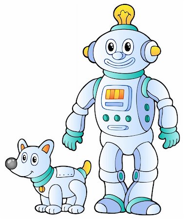 Cartoon retro robot 2 - vector illustration. Fotografie stock - Microstock e Abbonamento, Codice: 400-05718961