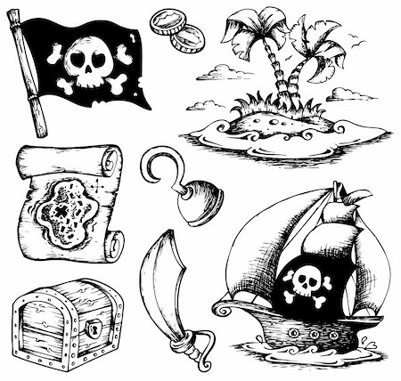 simsearch:400-06091829,k - Drawings with pirate theme 1 - vector illustration. Fotografie stock - Microstock e Abbonamento, Codice: 400-05718984