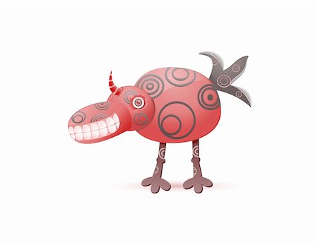 simsearch:400-04307051,k - red laughing cute monster with horn and long legs isolated on white background Stock Photo - Budget Royalty-Free & Subscription, Code: 400-05719141