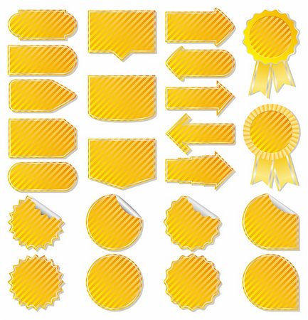 simsearch:400-05719489,k - Vector set of yellow striped price tags Stock Photo - Budget Royalty-Free & Subscription, Code: 400-05719454