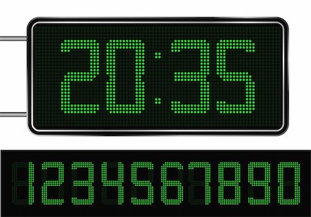 simsearch:400-05682859,k - Vector Green Digital Clock Photographie de stock - Aubaine LD & Abonnement, Code: 400-05719458