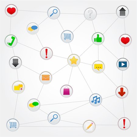 Concept of social network with icons, vector illustration Stock Photo - Budget Royalty-Free & Subscription, Code: 400-05719496