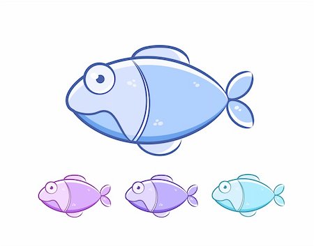 freshwater fish vector - Cartoon fish set isolated on white background. Vector Illustration Stock Photo - Budget Royalty-Free & Subscription, Code: 400-05719551