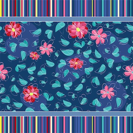 pink green floral seamless pattern background on dark blue backdrop with colorful lines Stock Photo - Budget Royalty-Free & Subscription, Code: 400-05719552