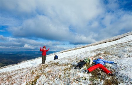 October Carpathian mountain Borghava plateau with first winter snow (and mother with children) Stock Photo - Budget Royalty-Free & Subscription, Code: 400-05719595