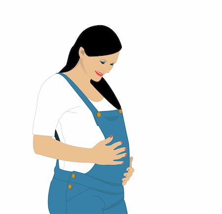 stomach cartoon - Vector image of smiling pregnant woman with long hair Stock Photo - Budget Royalty-Free & Subscription, Code: 400-05719762