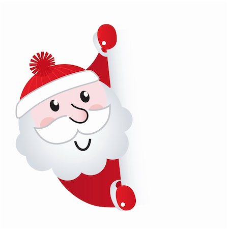 Cute retro Santa holding blank sign - vector Illustration. Stock Photo - Budget Royalty-Free & Subscription, Code: 400-05719823