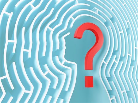 Question mark inside a maze in the shape of human head. Stock Photo - Budget Royalty-Free & Subscription, Code: 400-05719866