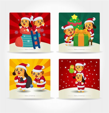 dog christmas background - cartoon xmas card Stock Photo - Budget Royalty-Free & Subscription, Code: 400-05719960