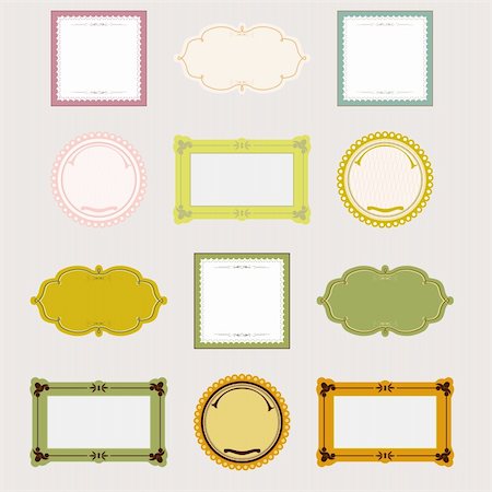 decorative round abstract borders - set of original frames and label in vintage style Stock Photo - Budget Royalty-Free & Subscription, Code: 400-05710243