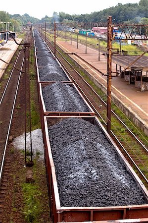 Coal train passing through the station Stock Photo - Budget Royalty-Free & Subscription, Code: 400-05710529