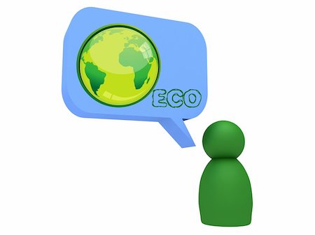 fresh world leaf - character thinking about eco earth in bubble Stock Photo - Budget Royalty-Free & Subscription, Code: 400-05710740