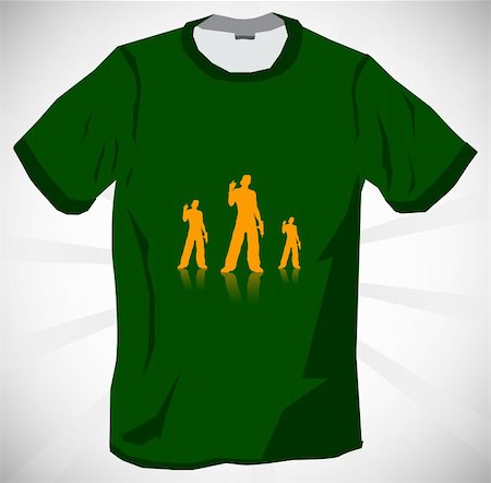 fashion templates front and back - green men tshirt with man orange silhouette Stock Photo - Budget Royalty-Free & Subscription, Code: 400-05710759