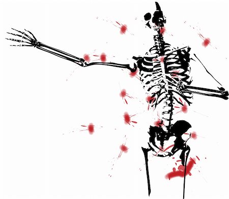 simsearch:400-06394180,k - An illustrated black and white skeleton covered in blood. Foto de stock - Super Valor sin royalties y Suscripción, Código: 400-05710785