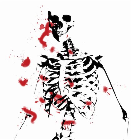 simsearch:600-03017684,k - An illustrated black and white skeleton covered in blood. Stock Photo - Budget Royalty-Free & Subscription, Code: 400-05710786