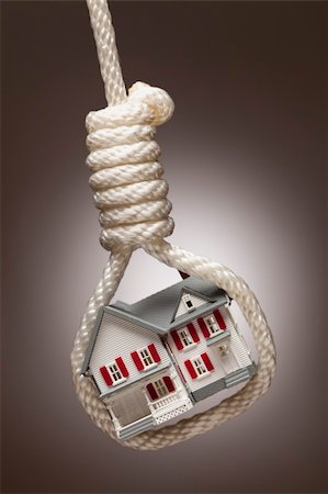 simsearch:400-05241318,k - House Tied Up and Hanging in Hangman's Noose on Spot Lit Background. Stock Photo - Budget Royalty-Free & Subscription, Code: 400-05710835